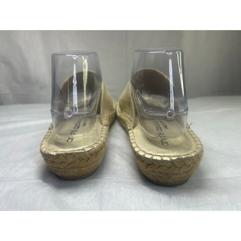 Andre Assous Sandals Women's Gold Leather Thong Espadrille Wedge Spain EU41 US10 - Picture 3 of 6